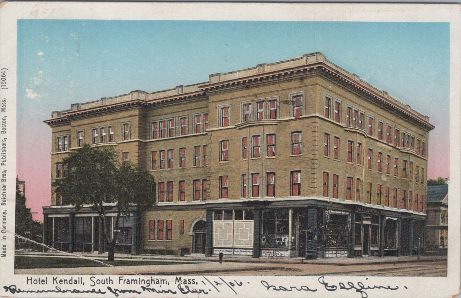 Hotel Kendall, South Framingham, Massachusetts Copper Windows 1907 Postcard