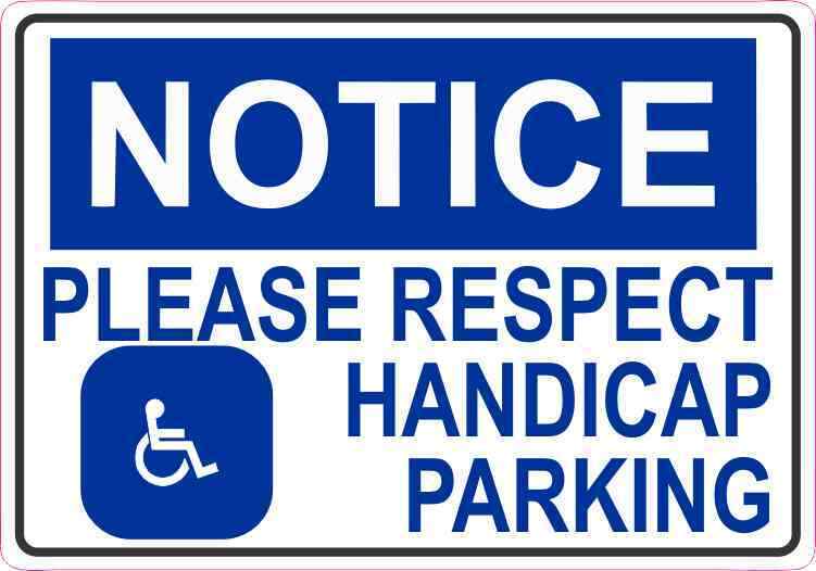 5in x 3.5in Notice Handicap Parking Vinyl Sticker Car Vehicle Bumper Decal