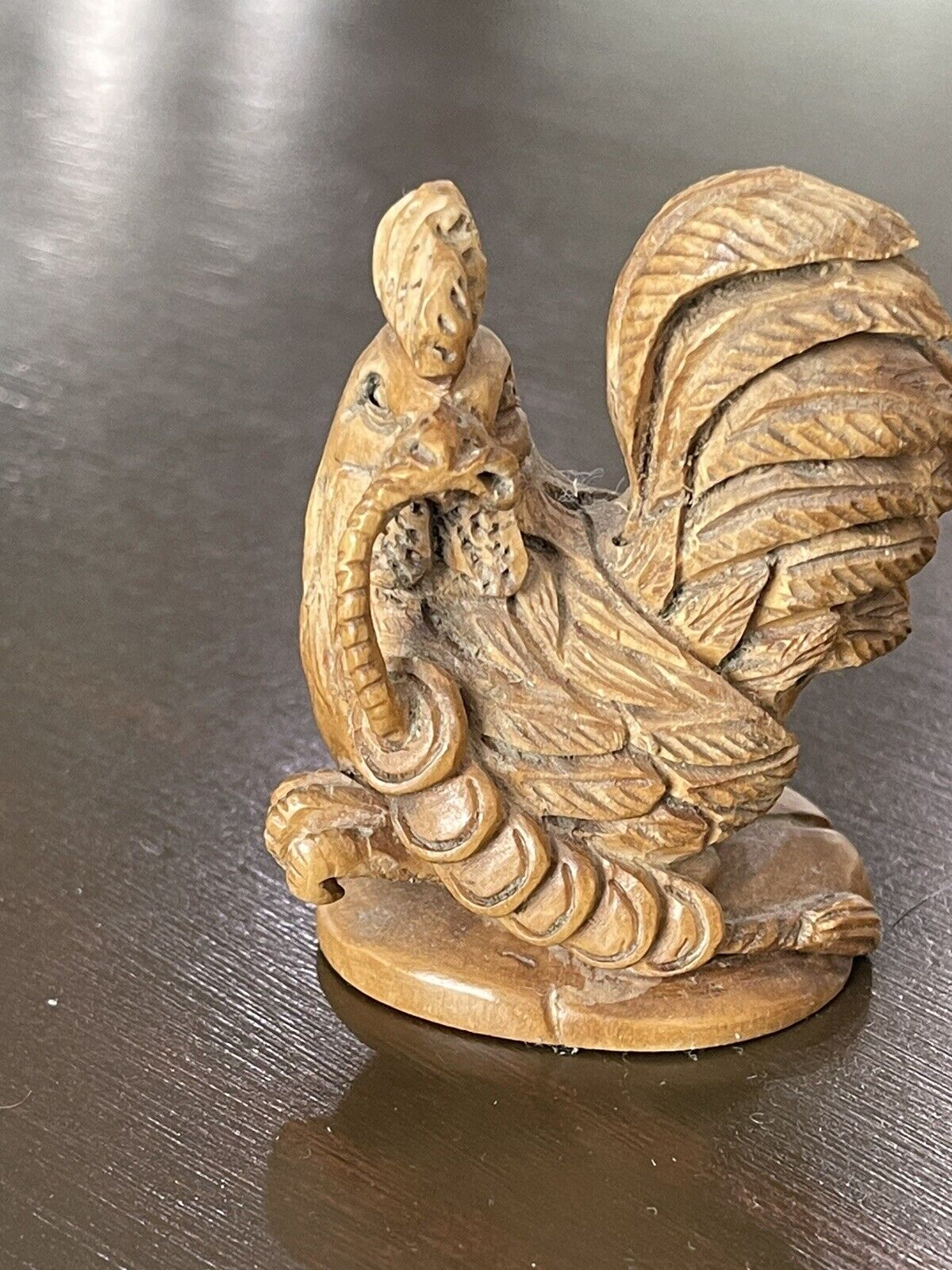 Vintage Hand carved  Tiny Rooster 