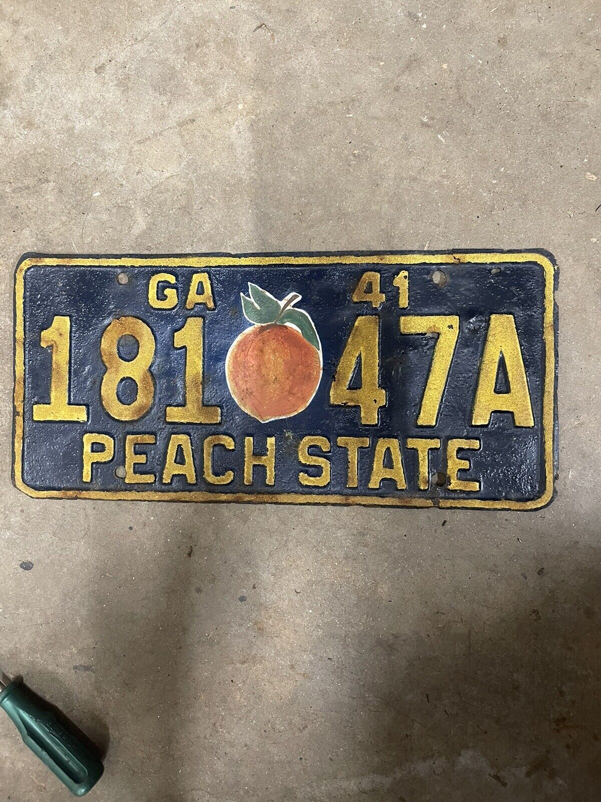 License Plate Georgia 1941  Peach State 181-47A