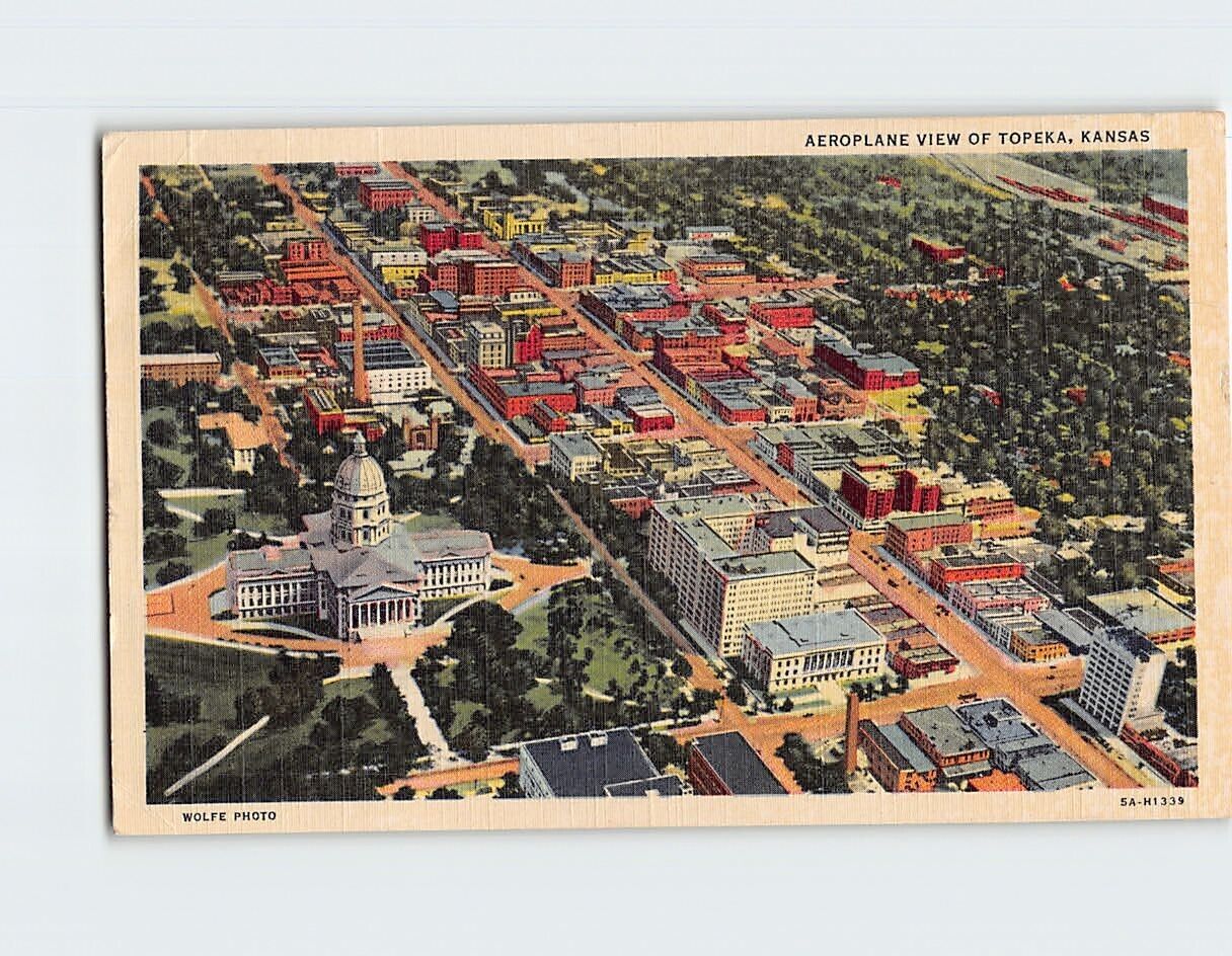 Postcard Aeroplane View/Aerial View Topeka Kansas USA North America