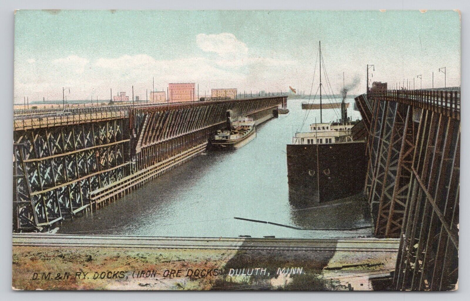 Duluth Missabe & Northern Railway Iron Ore Docks Duluth MN Minnesota Postcard