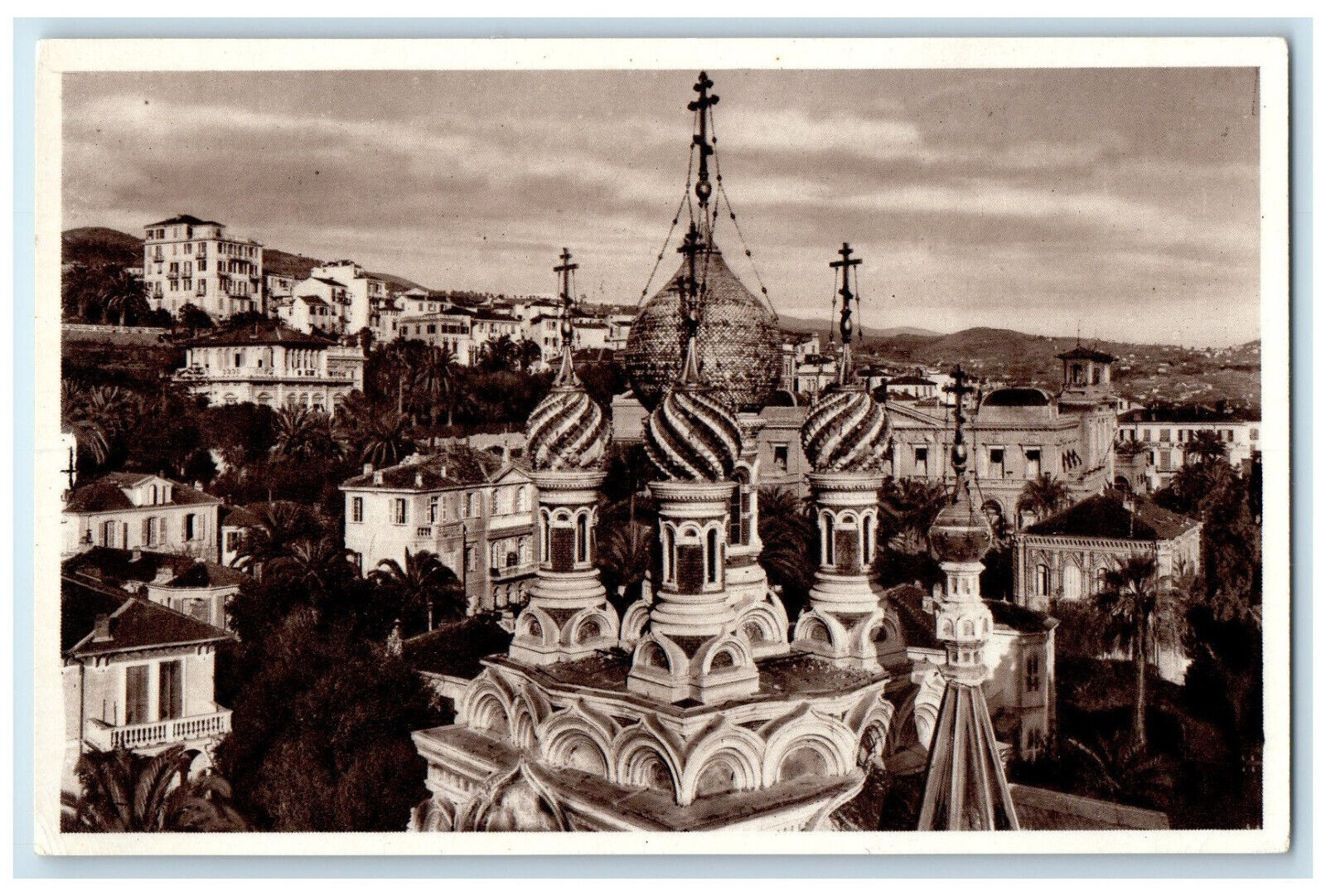 c1940's Dome Of Russian Church And Casino San Remo Italy Vintage Postcard