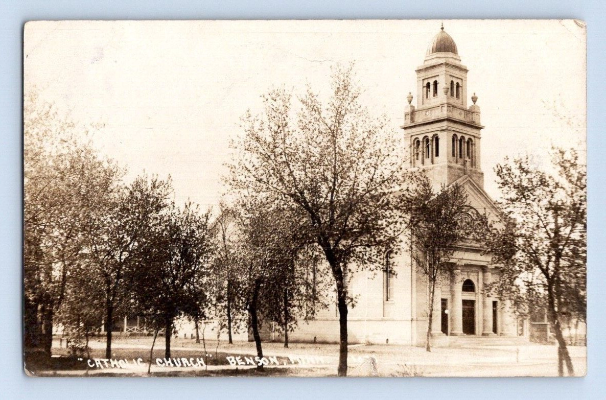 RPPC 1920. BENSON, MINN. CATHOLIC CHURCH. POSTCARD. HH16
