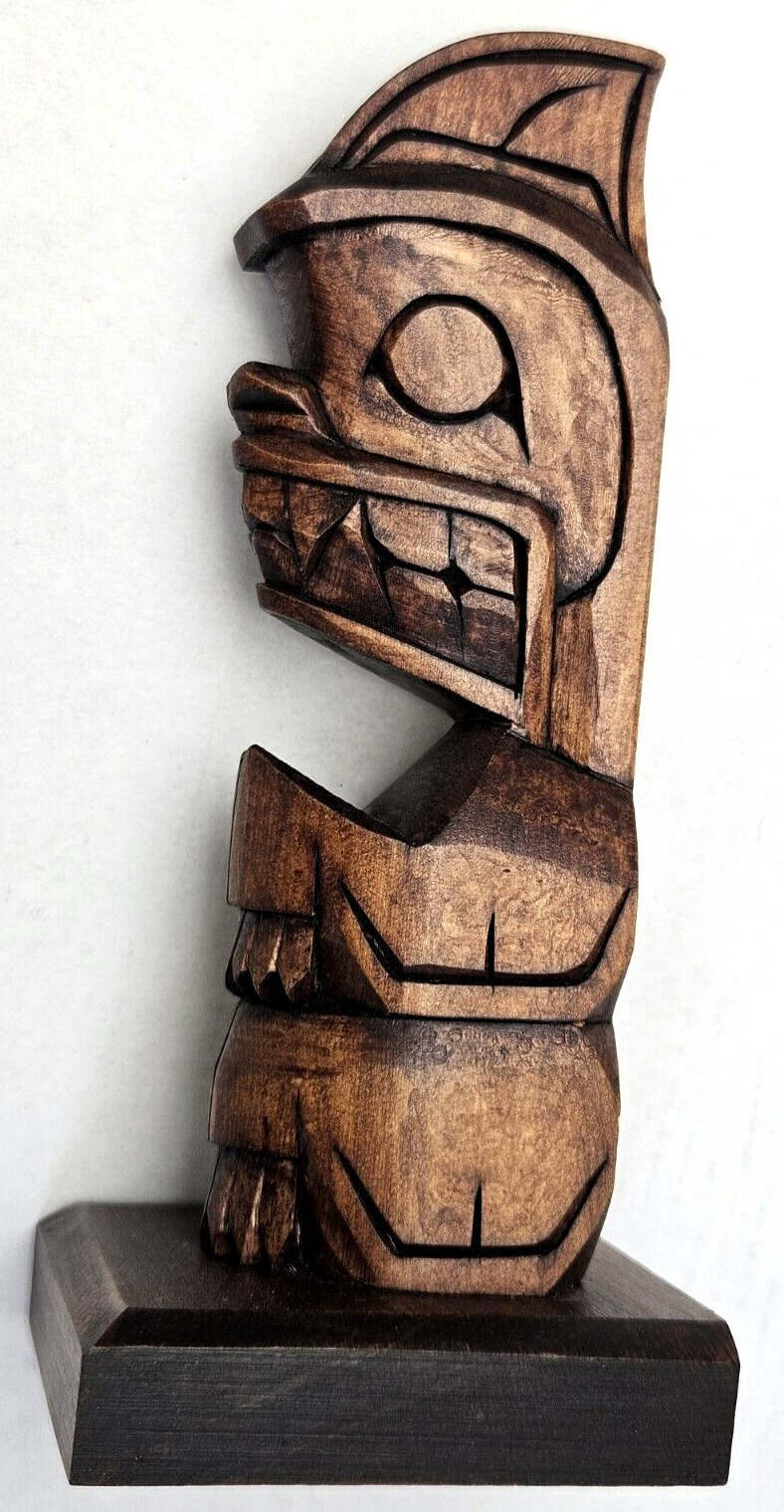 Vintage Hand Carved Wood Wolf Sculpture by Joe Becker First Nation Musqueam BC