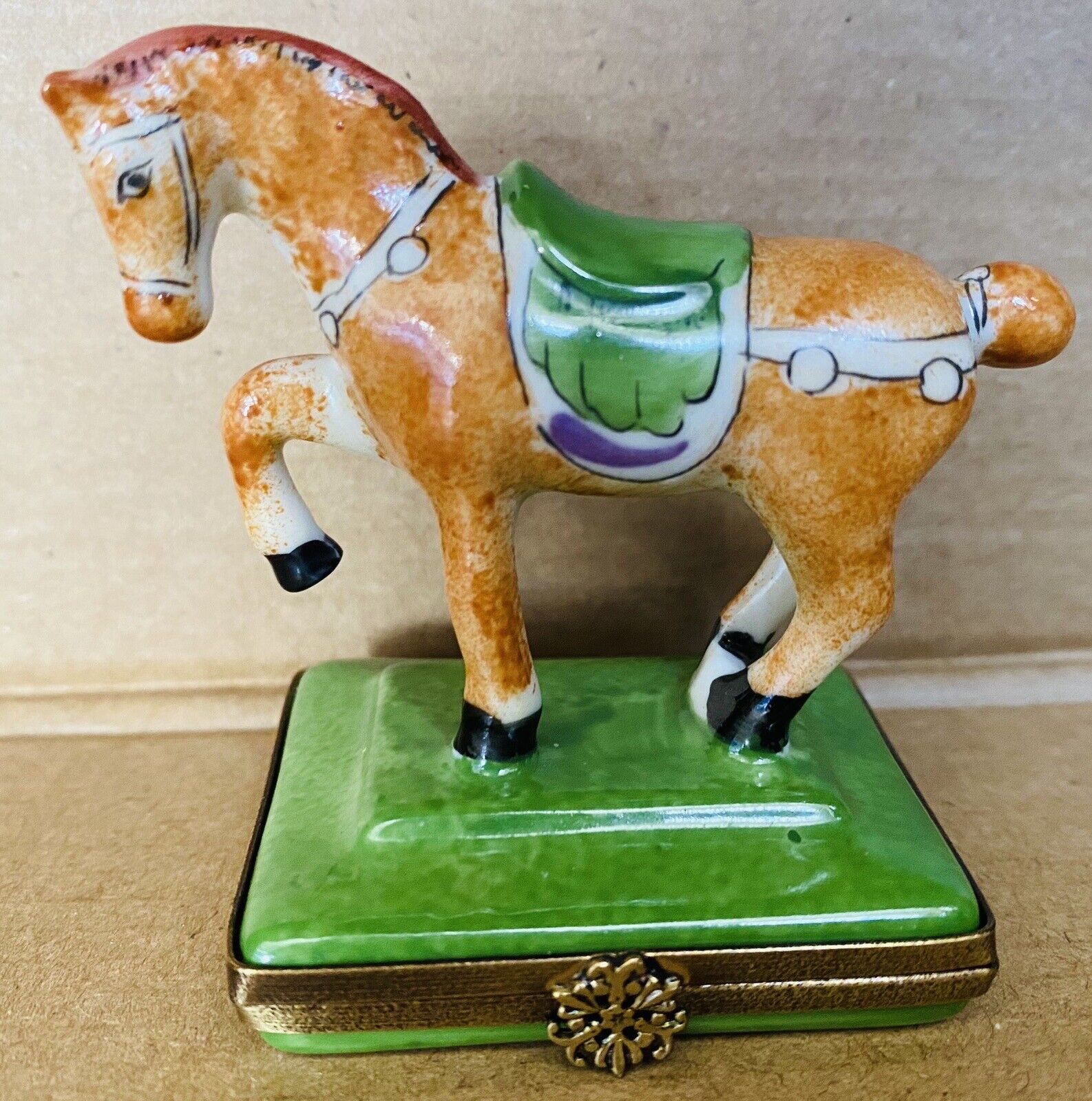 RARE-RETIRED THE CHINESE TANG DYNASTY ART HORSE-LIMOGES TRINKET BOX 35/500