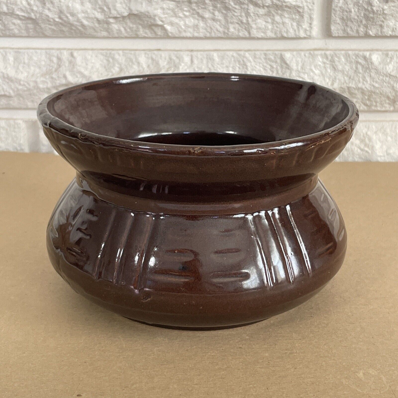 Vintage Roseville Ohio Pottery Brown Cuspidor Spittoon