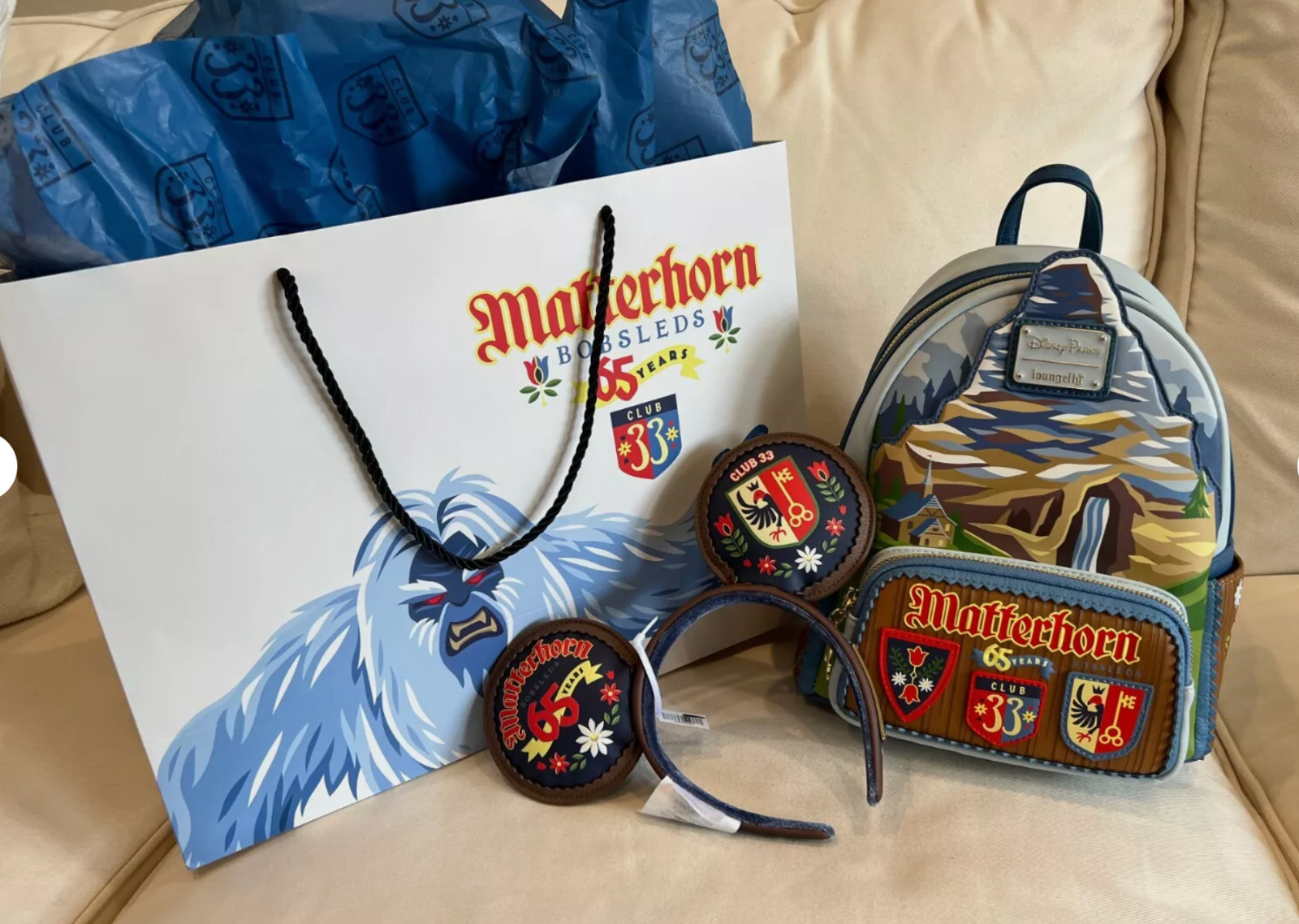 Club 33 Loungefly Backpack & Ears celebrating 65th Anniversary of the Matterhorn