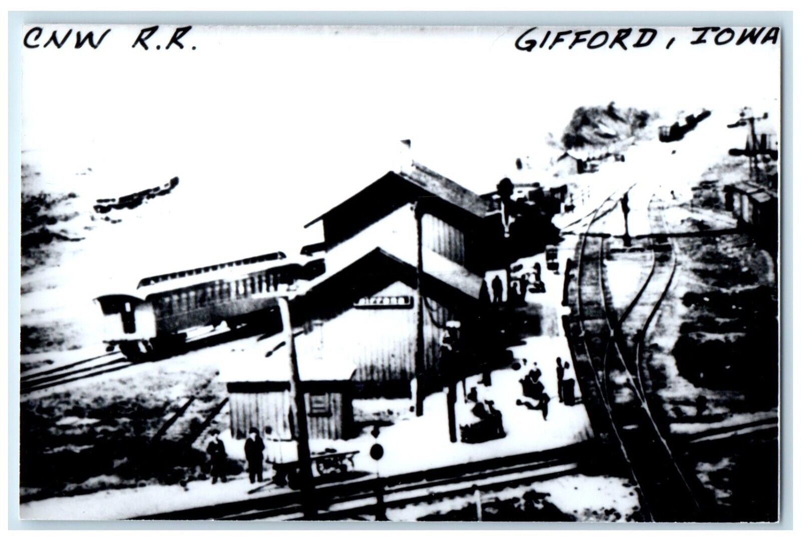 c1960's CNW RR Gifford Iowa IA Exterior Train Depot Station RPPC Photo Postcard