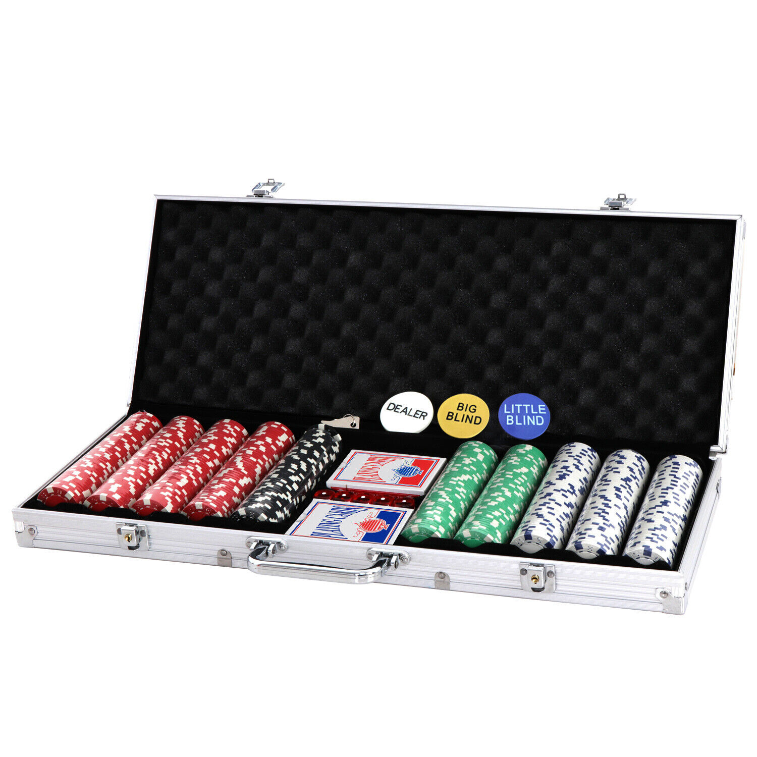 Poker Chip Set 11.5 Gram Texas Hold 'em 500 Dice Chips Poker with Aluminum Case