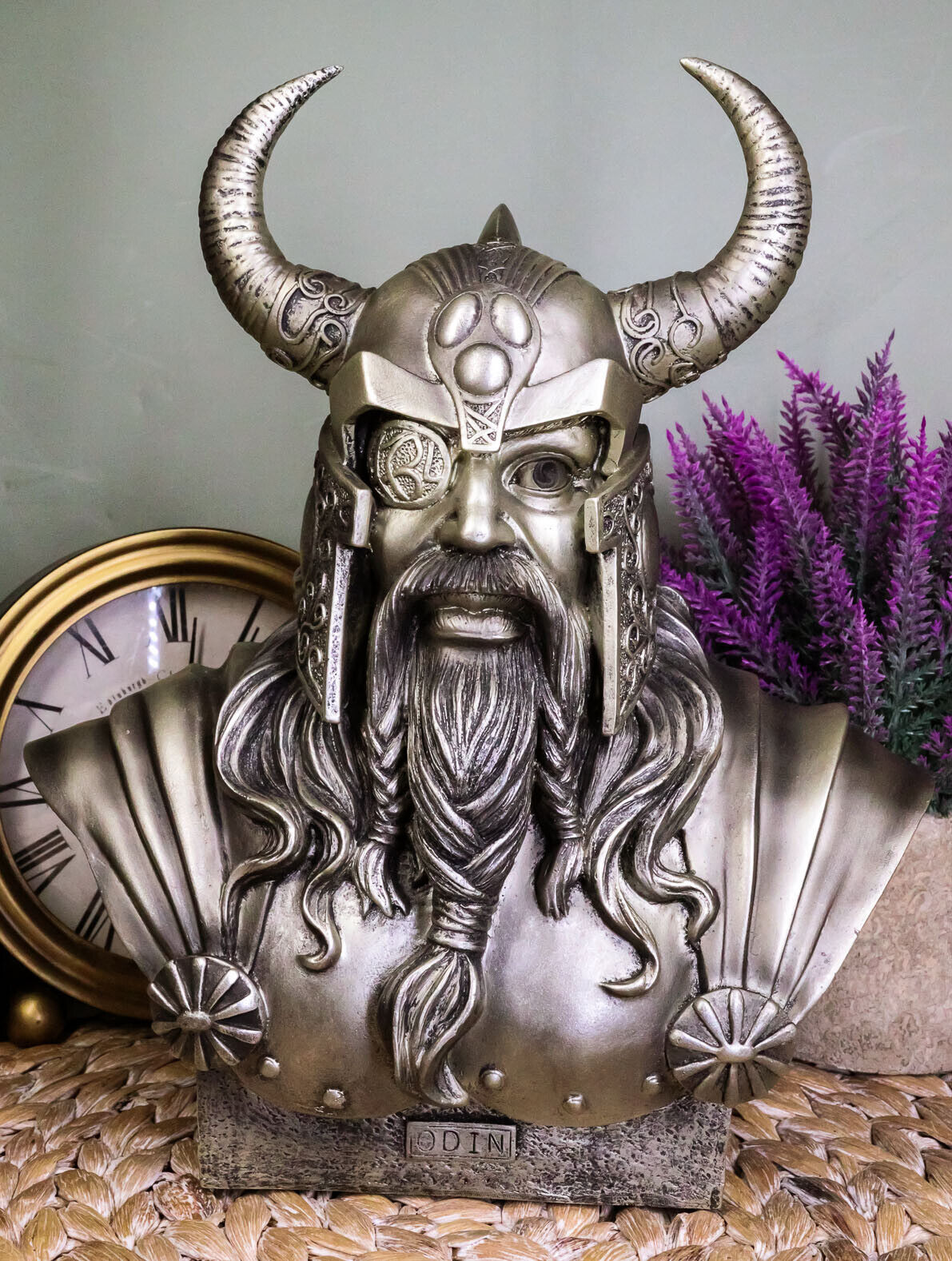 Norse Viking Warrior God Odin The Alfather Bust Statue Ruler Of Asgard Figurine