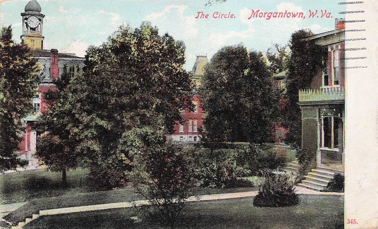 Morgantown WV West Virginia University Campus The Circle c1908 Vtg Postcard D58