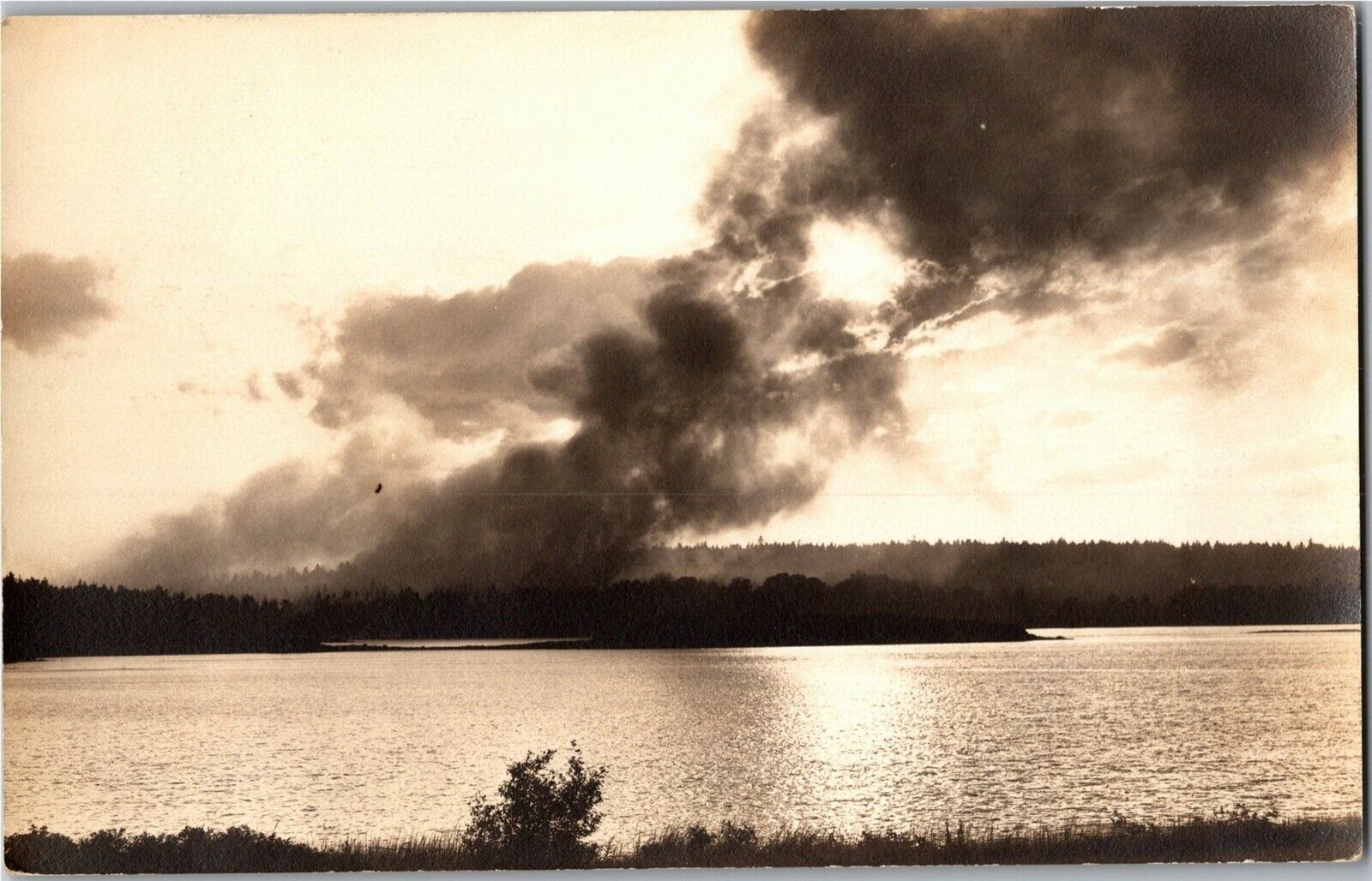 RPPC Cloud Formation or Billowing Smoke? Bath ME Vintage Postcard C27