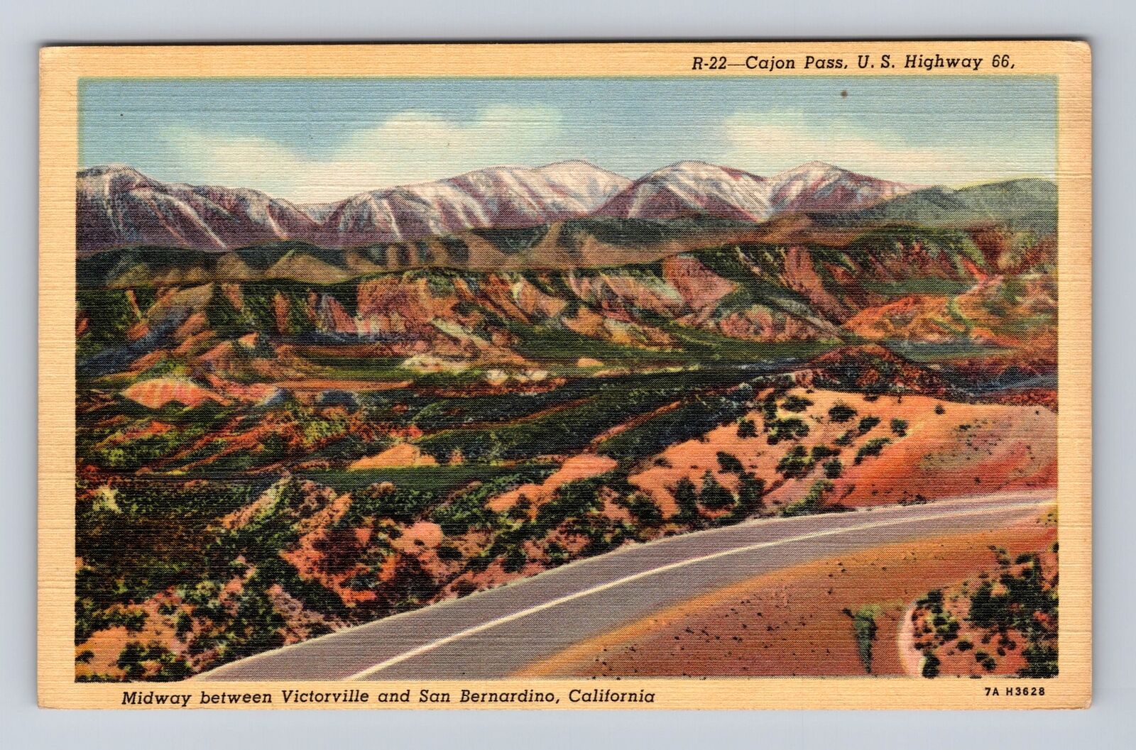 San Bernardino CA-California, Cajon Pass, US Highway 66, Vintage Postcard