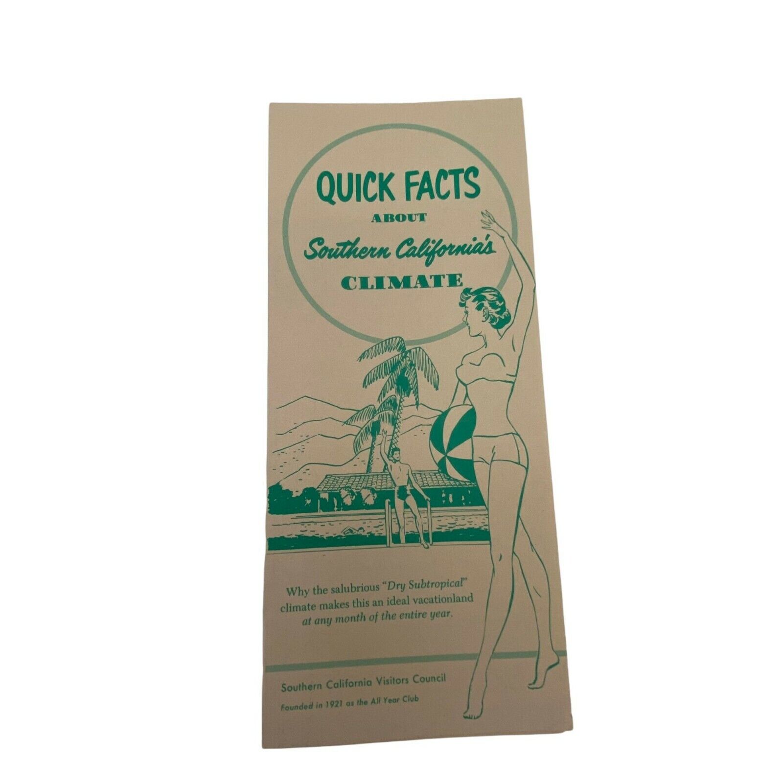 Vintage 1942 Quick Fact About Southern California Climate Travel Brochure