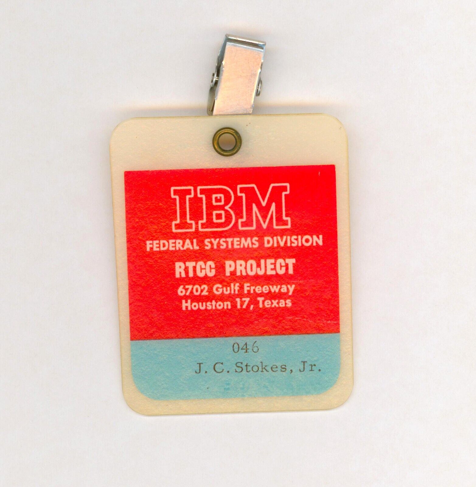 Vintage NASA IBM access badge APOLLO era, Manned Spacecraft Center in Houston