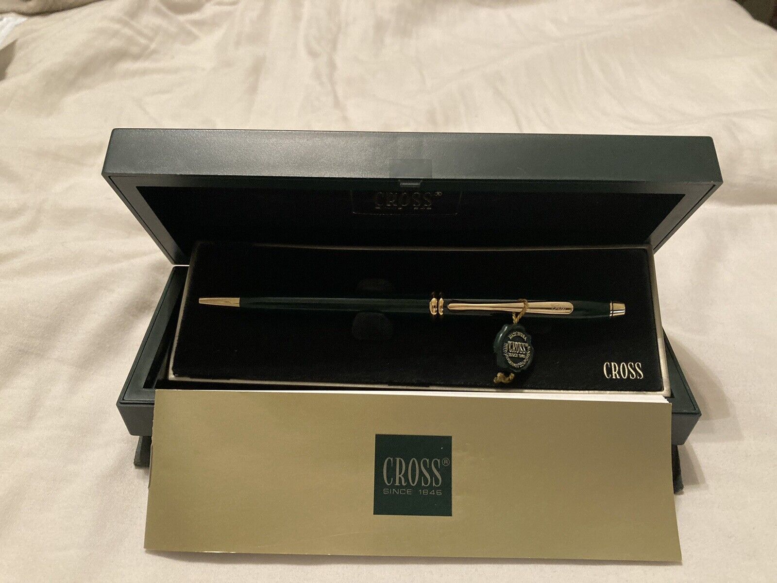 Cross Townsend Ballpoint Pen (MARBLE GREEN) Lacquer & Gold 612..Made in USA..