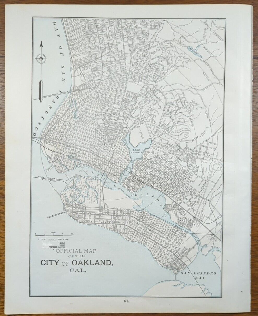 Vintage 1893 OAKLAND CALIFORNIA Map 11
