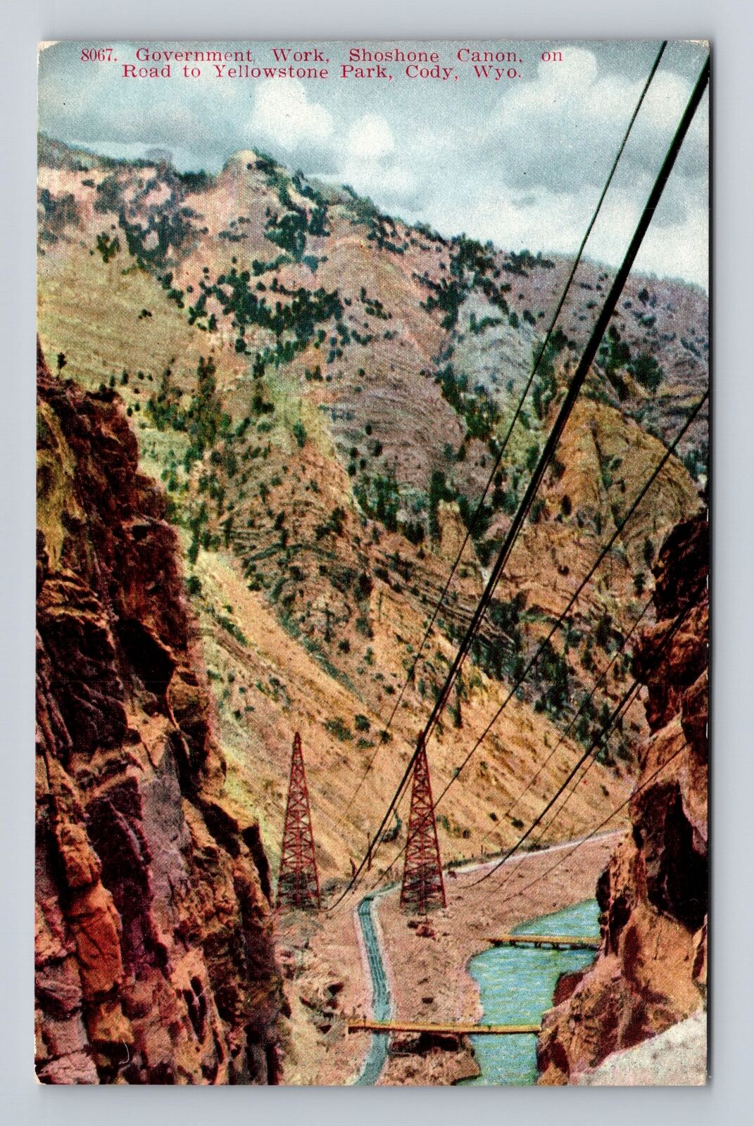 Cody WY-Wyoming, Government Work, Antique, Vintage Souvenir Postcard