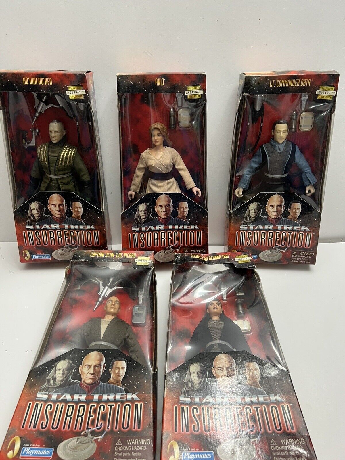 1998 Star Trek Insurrection Playmates Figures Lot Complete Set Picard & Crew