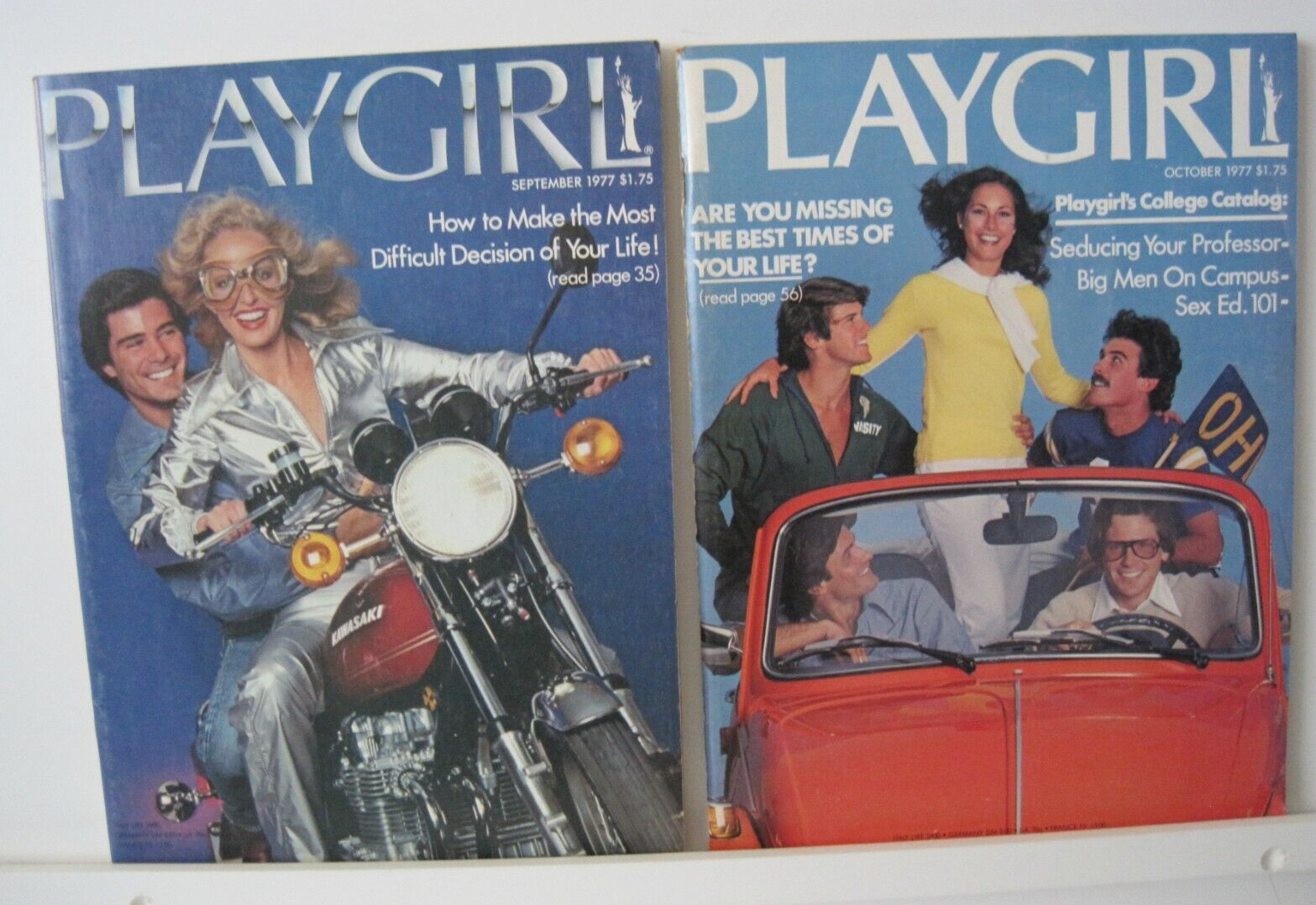 1977 Playgirl Magazines - Sept & Oct.  - Lot of 2  - Excellent condition