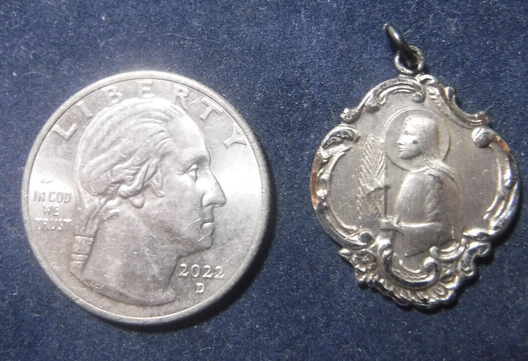Saint Philomena Catholic Medal Vintage Sterling Silver