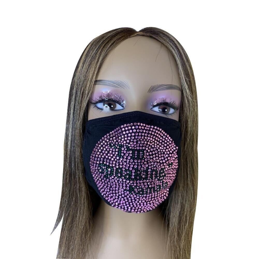 Kamala Harris I\'m Speaking Bling Face Mask Pink and Green Washable Reusable