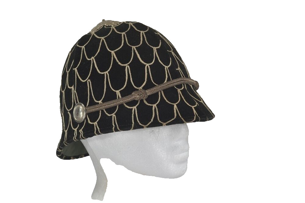 antique hat helmet fraternal soldier roman stryle black/silver original 19thc 