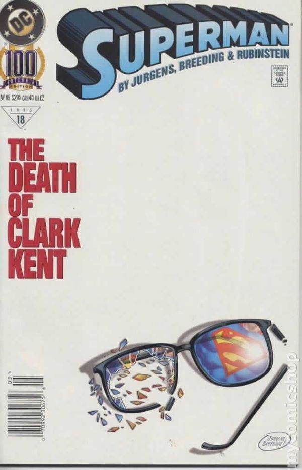 Superman #100N Jurgens Newsstand Variant VF 1995 Stock Image