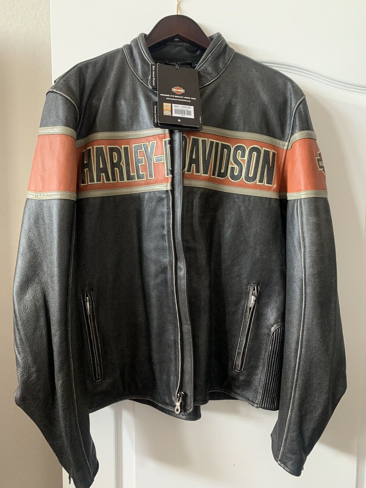 Harley Davidson Victory Lane Leather Jacket Mens Size L 98057-13VM