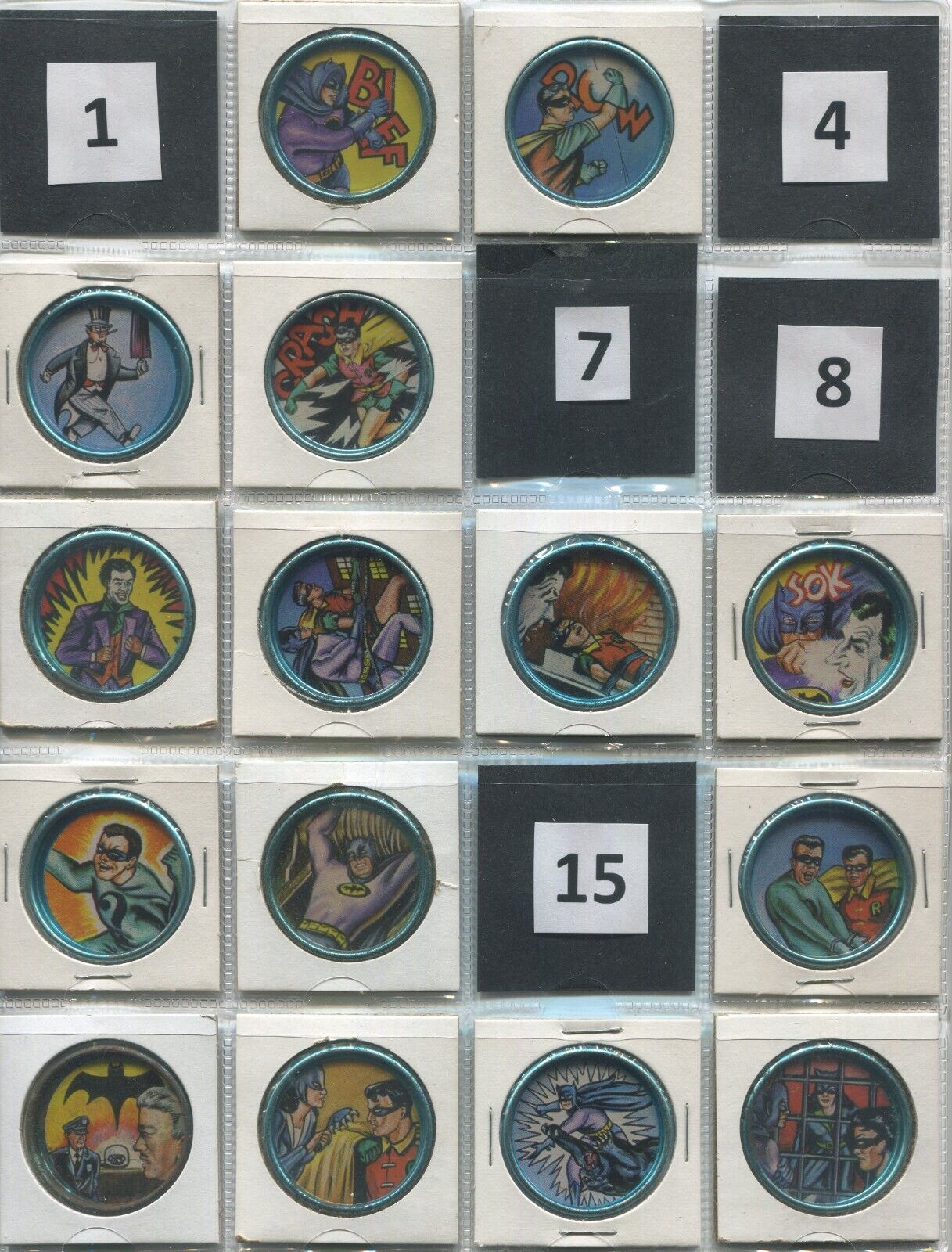 Batman - 1966 METAL BATCOINS PARTIAL SET, Space Magic, 15 of 20 Coins, CLEAN