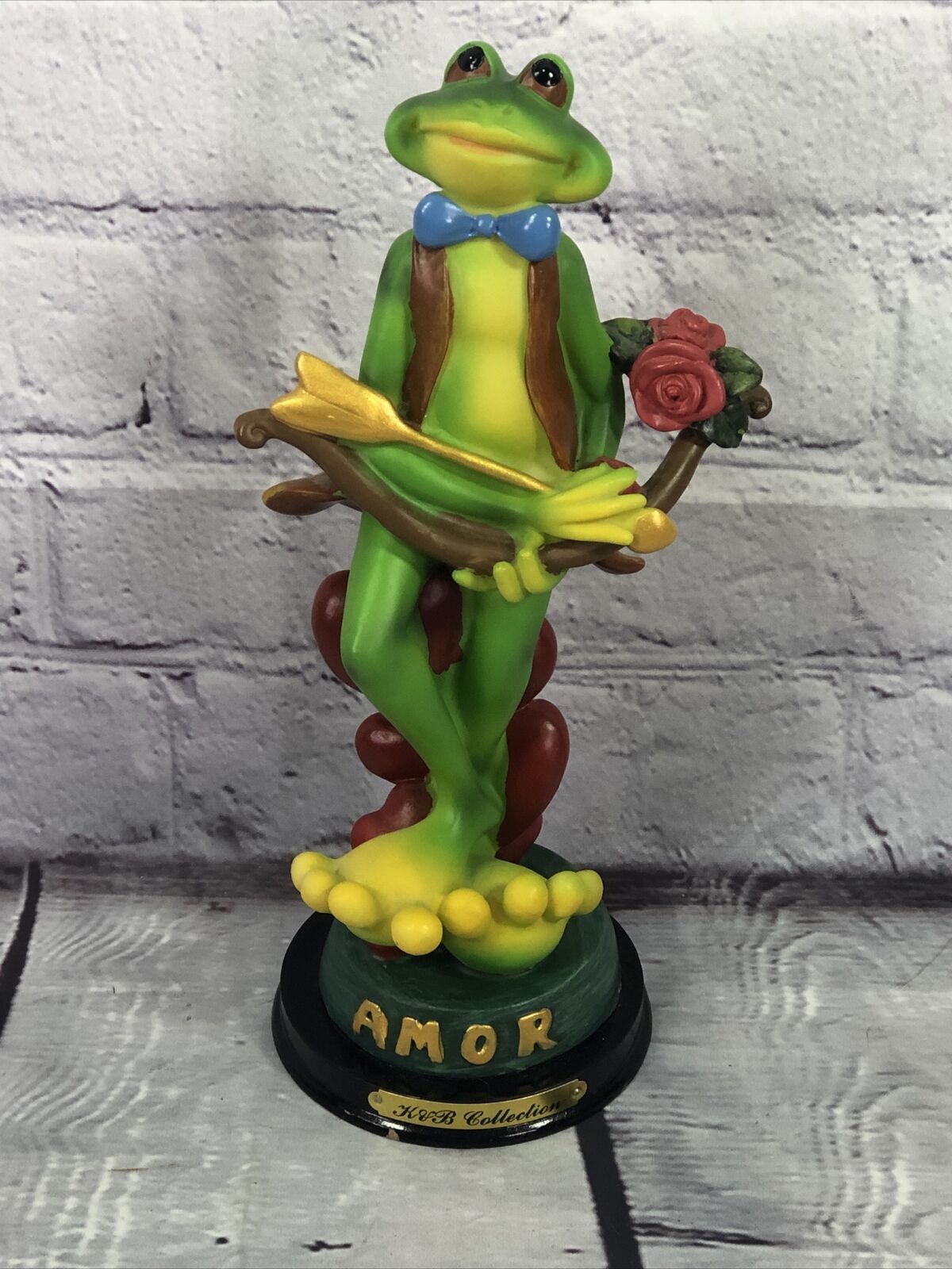vtg KVB Collection whimsical frog of Amor sculpture 9'' tall