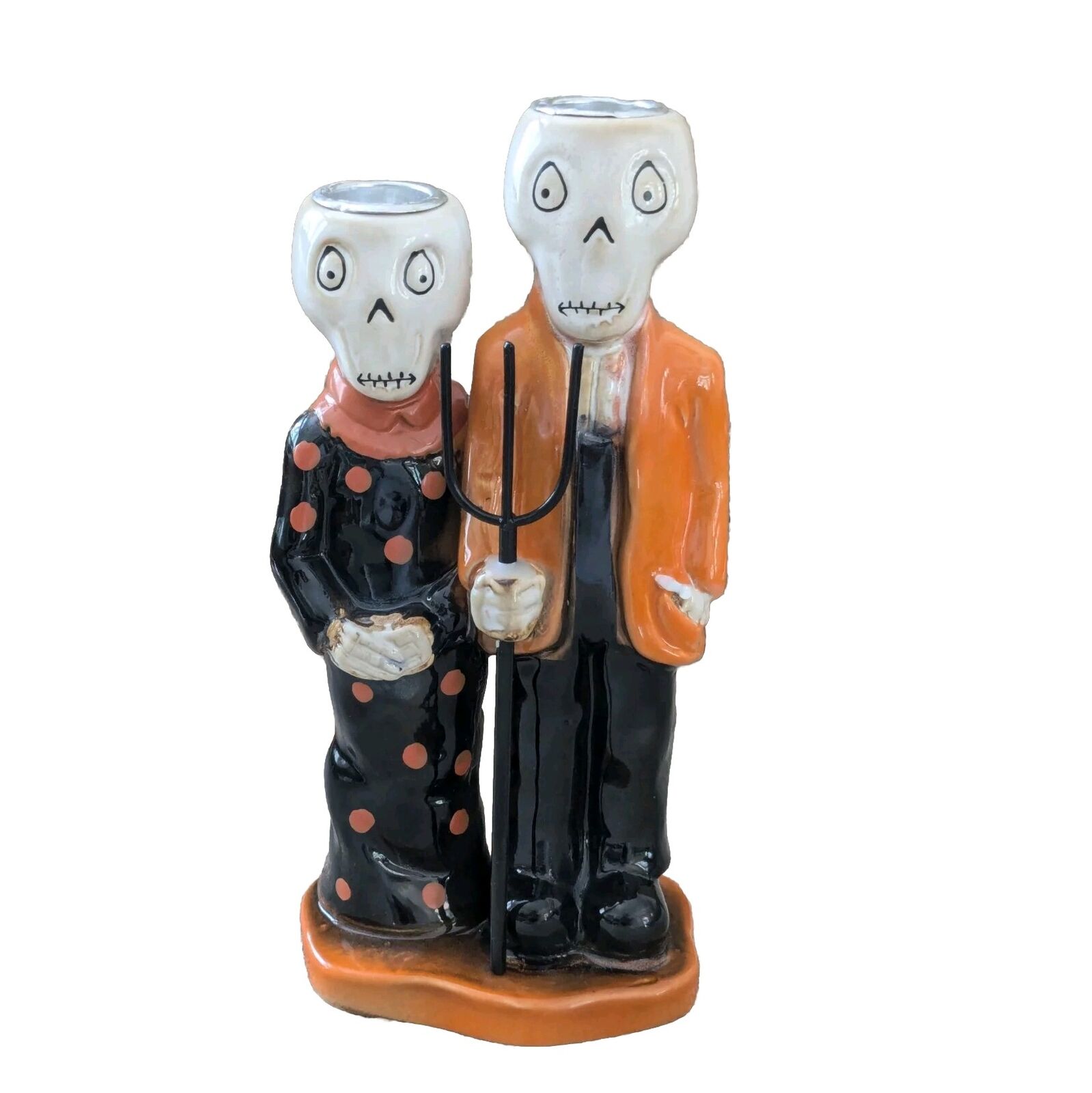 Skeleton American Gothic Halloween Yankee Candle Boney Bunch Taper Candle Holder