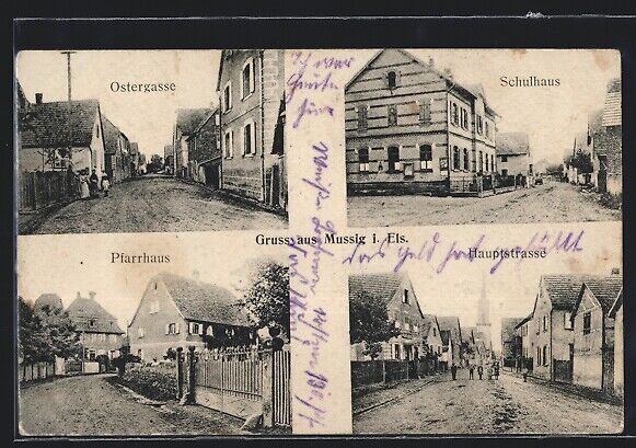 CPA Musig i. Els., Ostergasse, schoolhouse, parish house, main street 