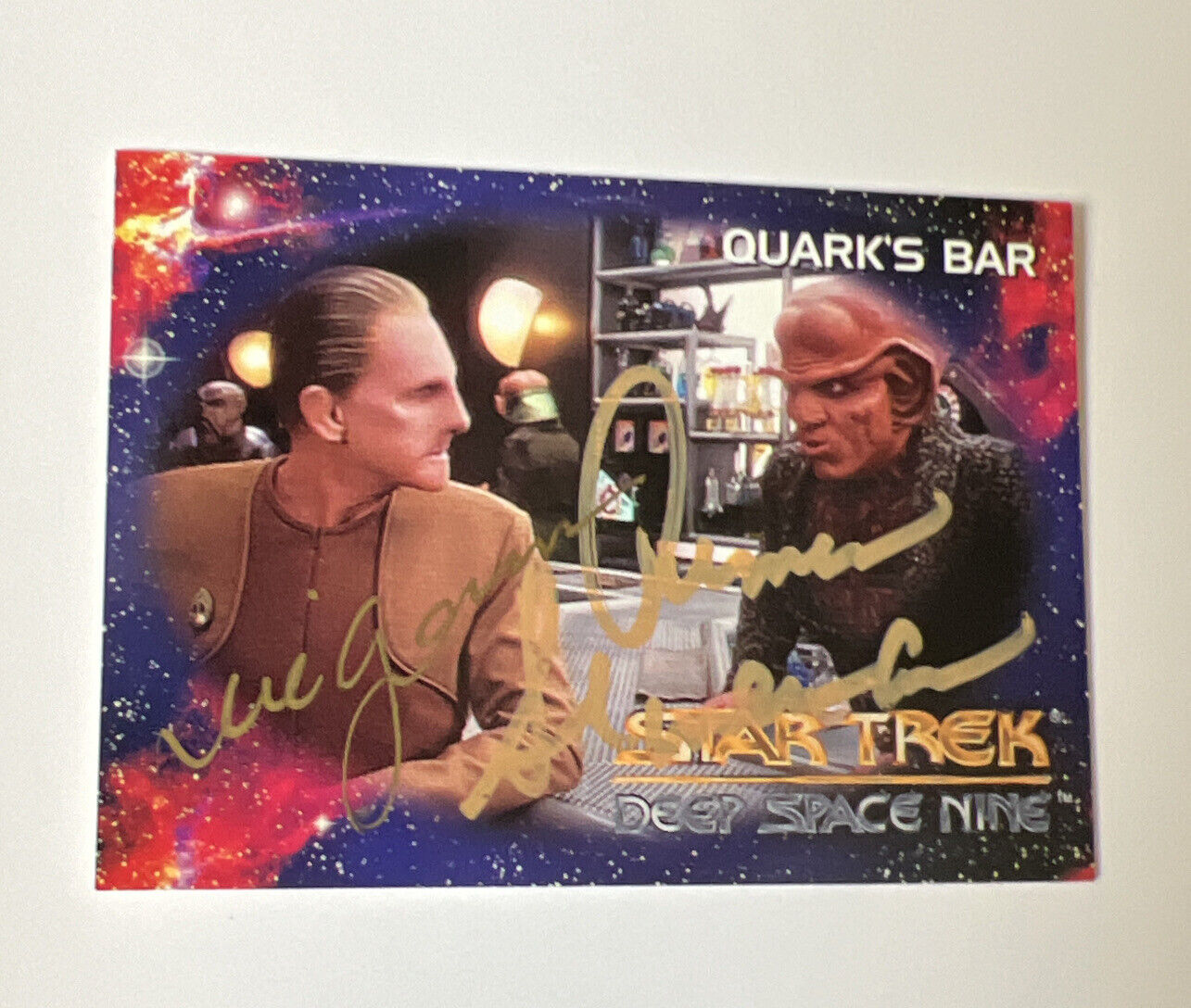 1993 SkyBox Star Trek Deep Space Nine Quark's Bar #64  Double Signed