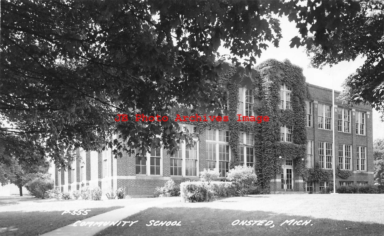 MI, Onsted, Michigan, RPPC, Community School, 1952 PM, Cook Photo No P555