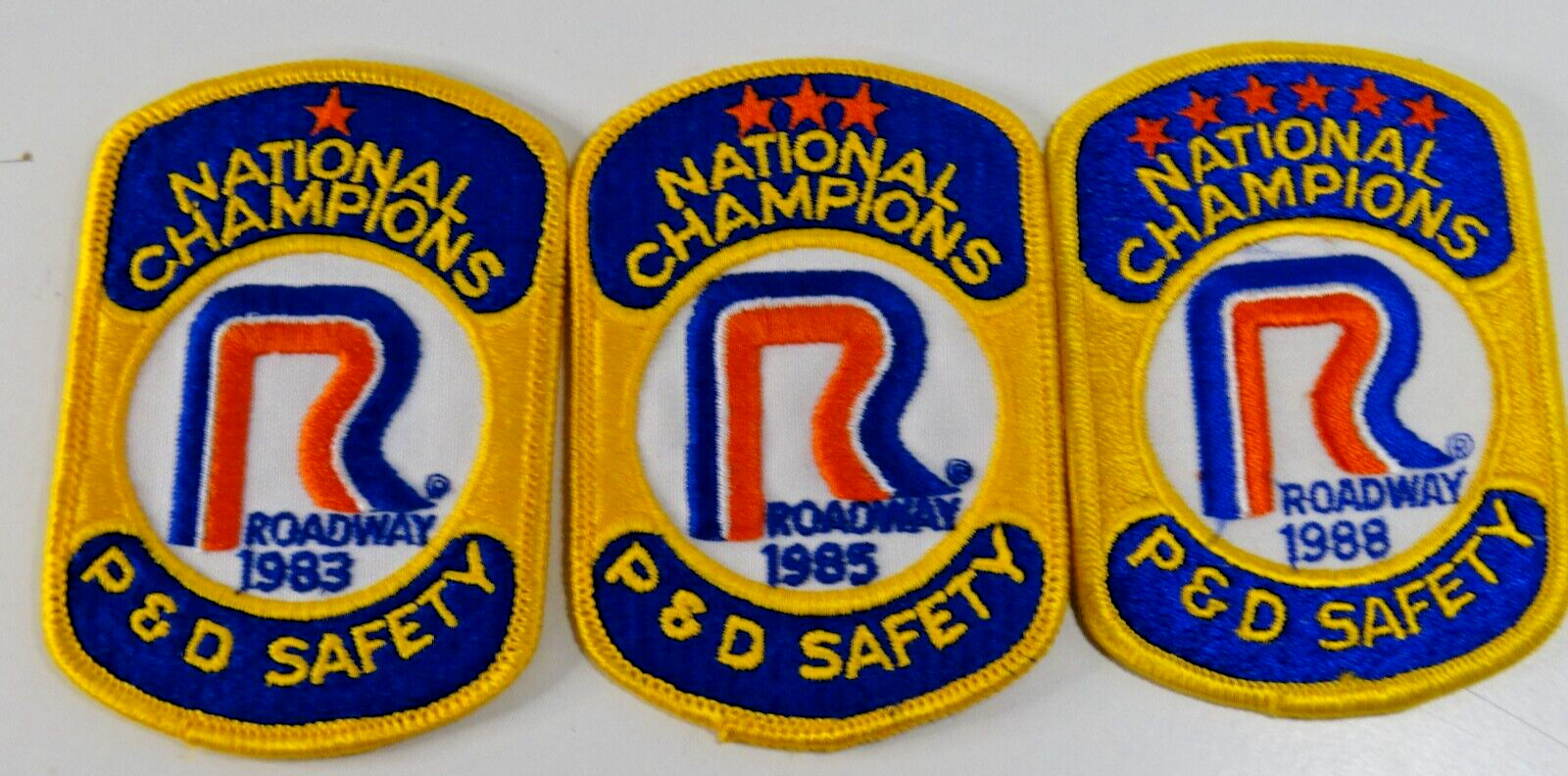 Lot of Roadway P&D Safety National Champions Patches, 1983, 1985, 1988