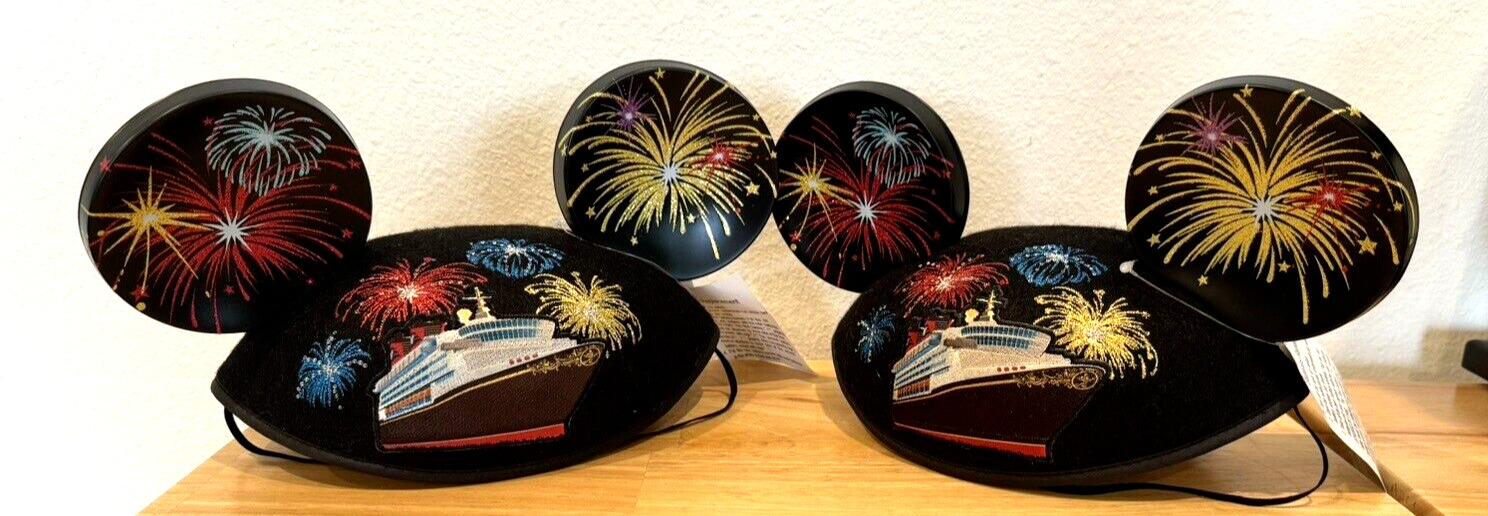 RARE NEW DISNEY CRUISE LINE DCL MICKEY EARS LIGHT-UP HATS - ONE NEEDS BATTERY