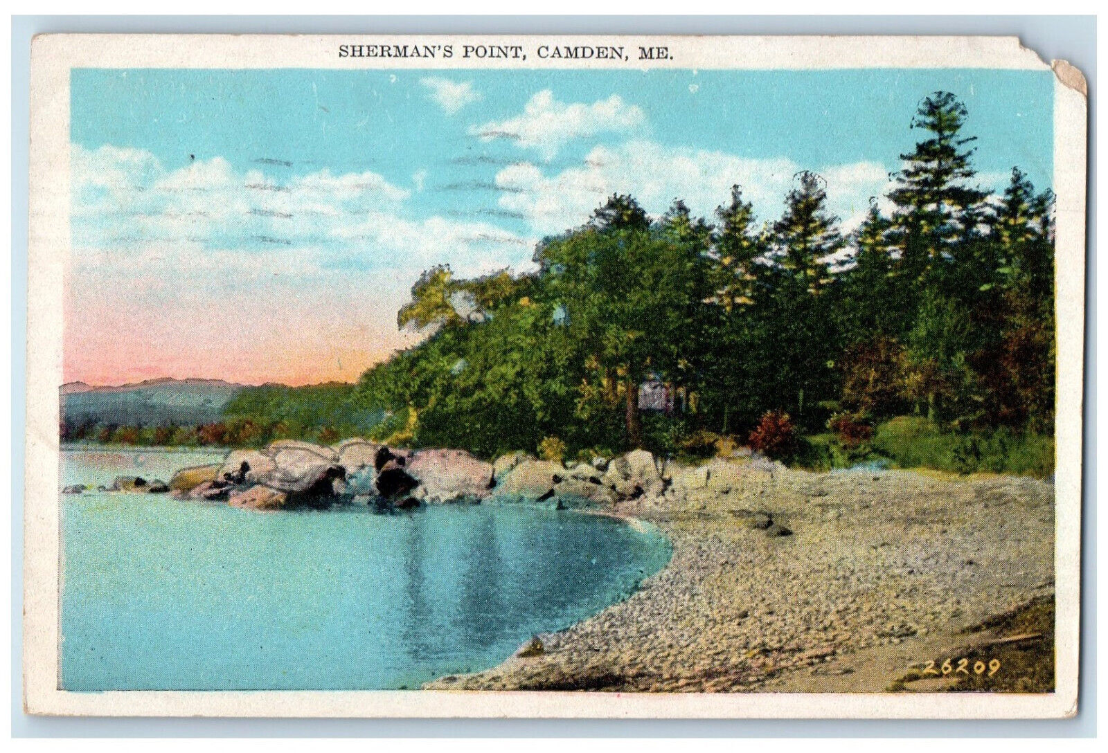 1929 Rocky Scene, Sherman's Point Camden Maine ME Vintage Posted Postcard