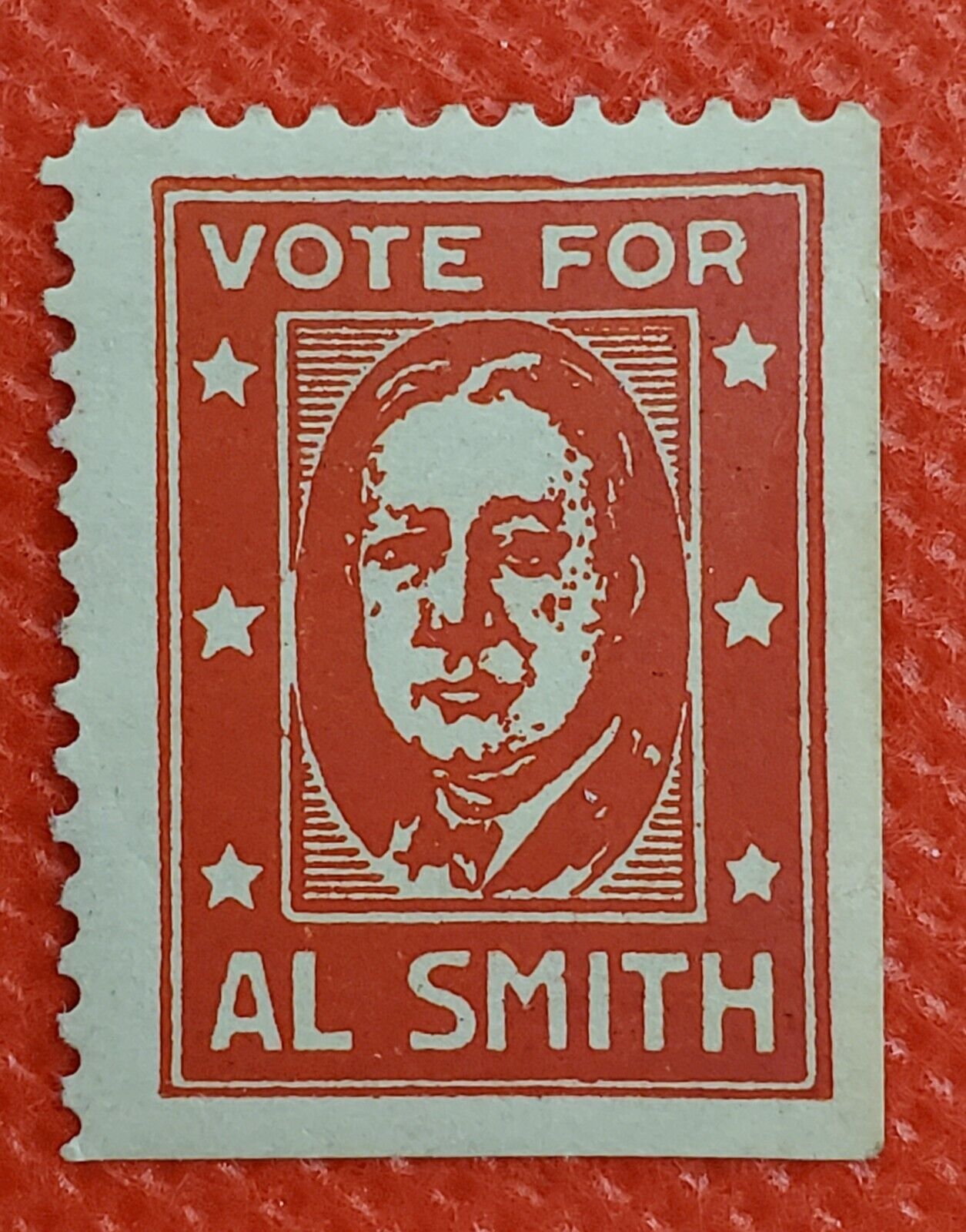 Vote for Al Smith 1928 Scarce Poster Stamp American Politician Governor of N.Y.