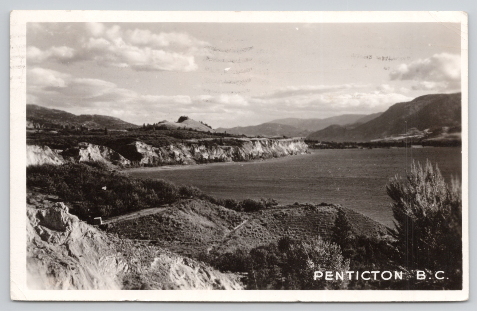 Real Photo Postcard Okanagan Lake? Penticton British Columbia Canada RPPC