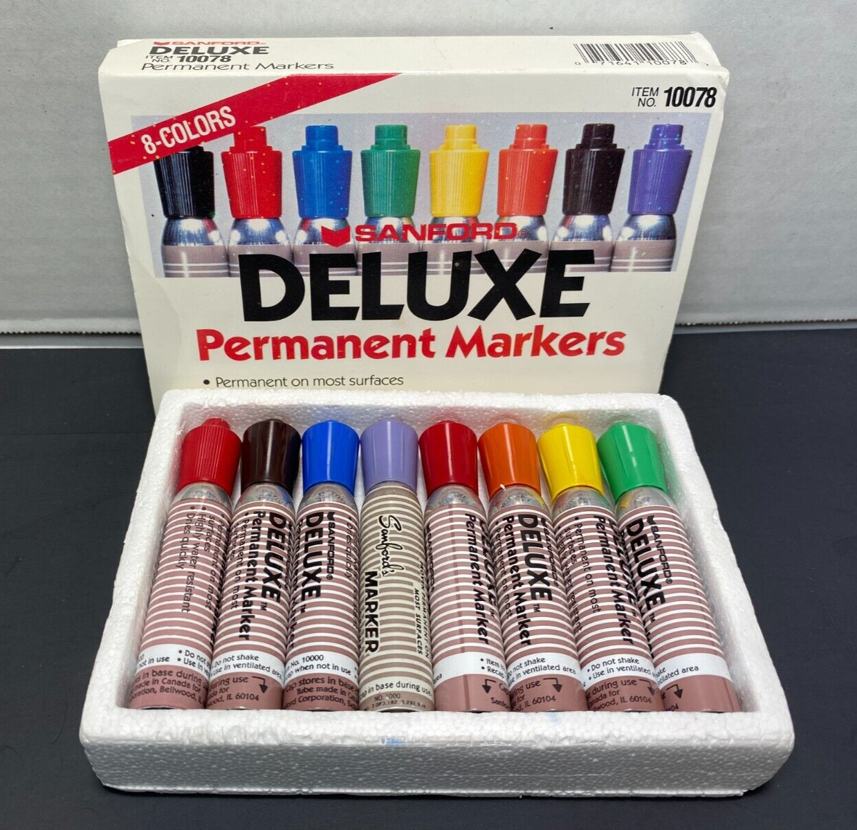 Vintage Sanford Deluxe Permanent Markers # 10078 8 Markers Package