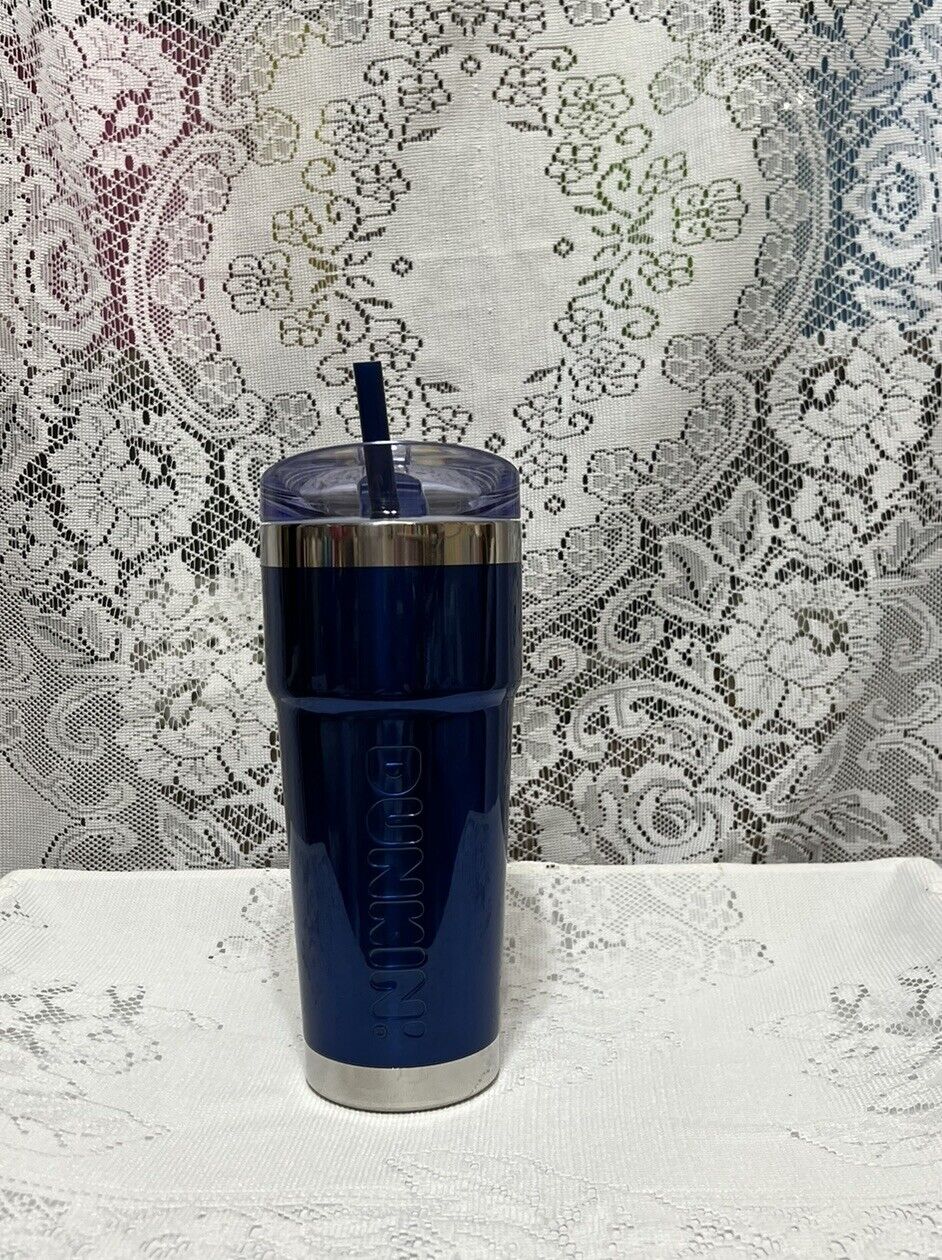 NEW  Dunkin Donuts Tumbler Insulated Stainless Steel Travel  Mug Blue 24 Oz
