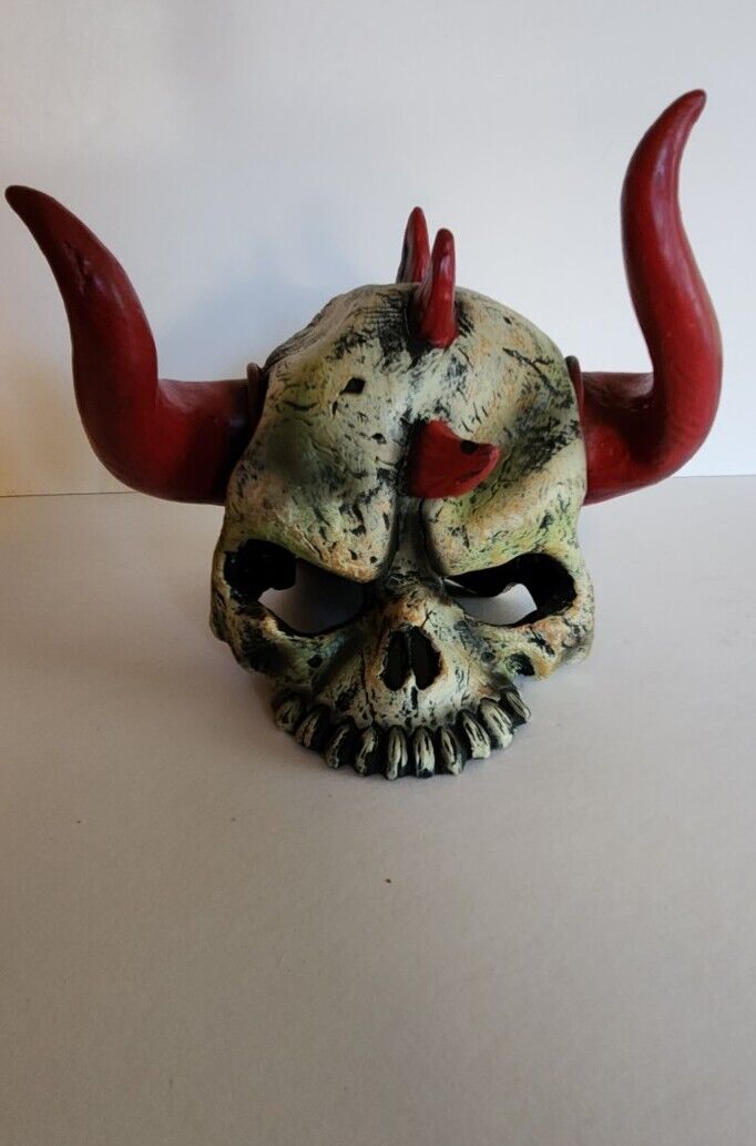 Vtg 2000 Disguise Inc  Demon Skull Mask Scary Halloween Skeleton - Rubber Latex?
