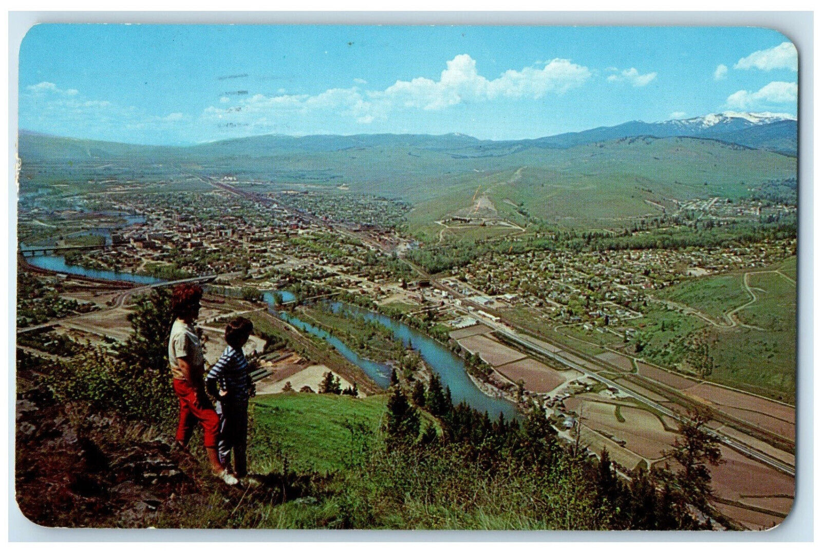 1965 View from Sentinel Mountain Missoula Montana MT Vintage Posted Postcard