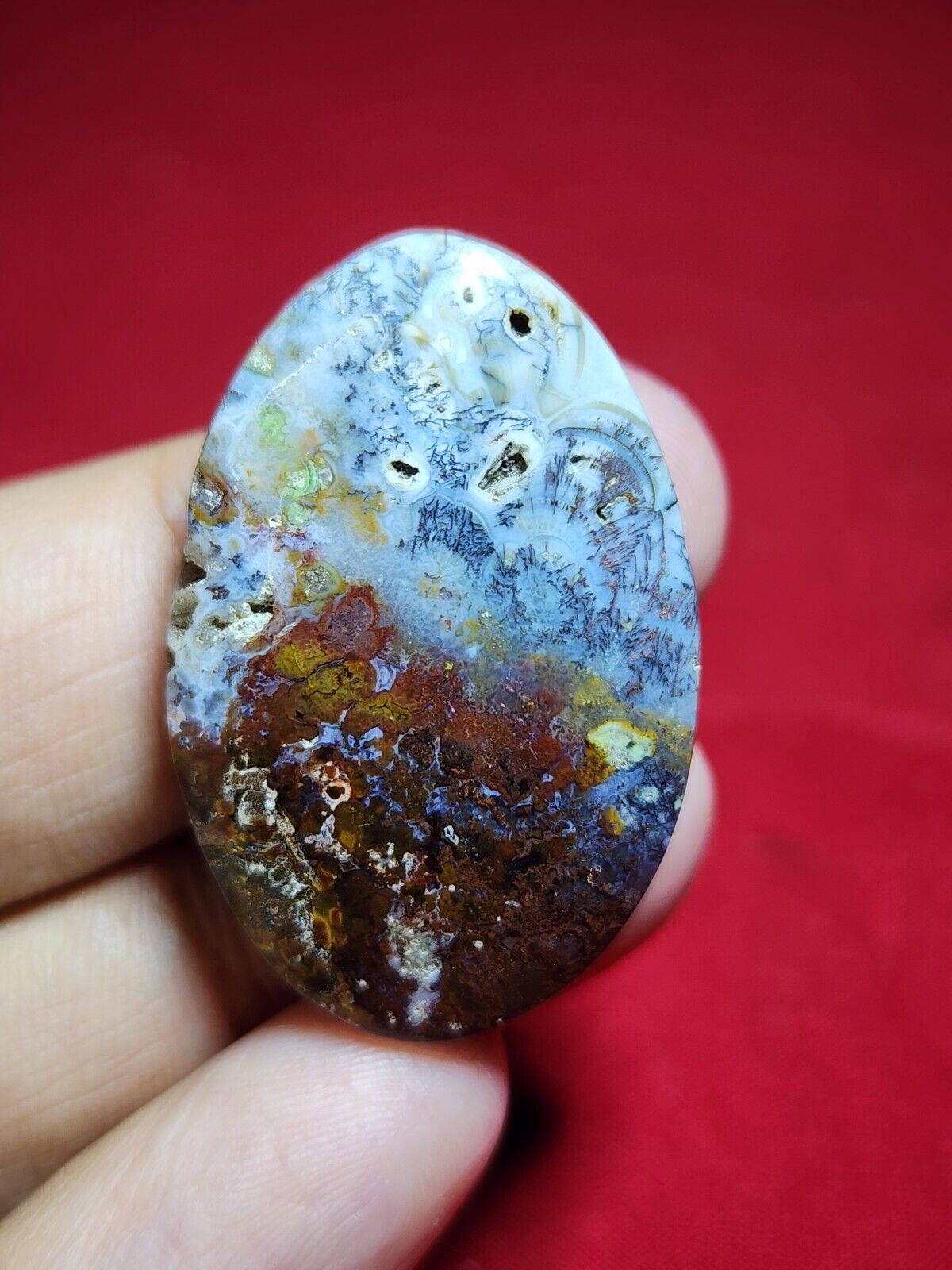 55 Ct indonesian blue opalized petrified wood Native Copper 35*23*7 Mm