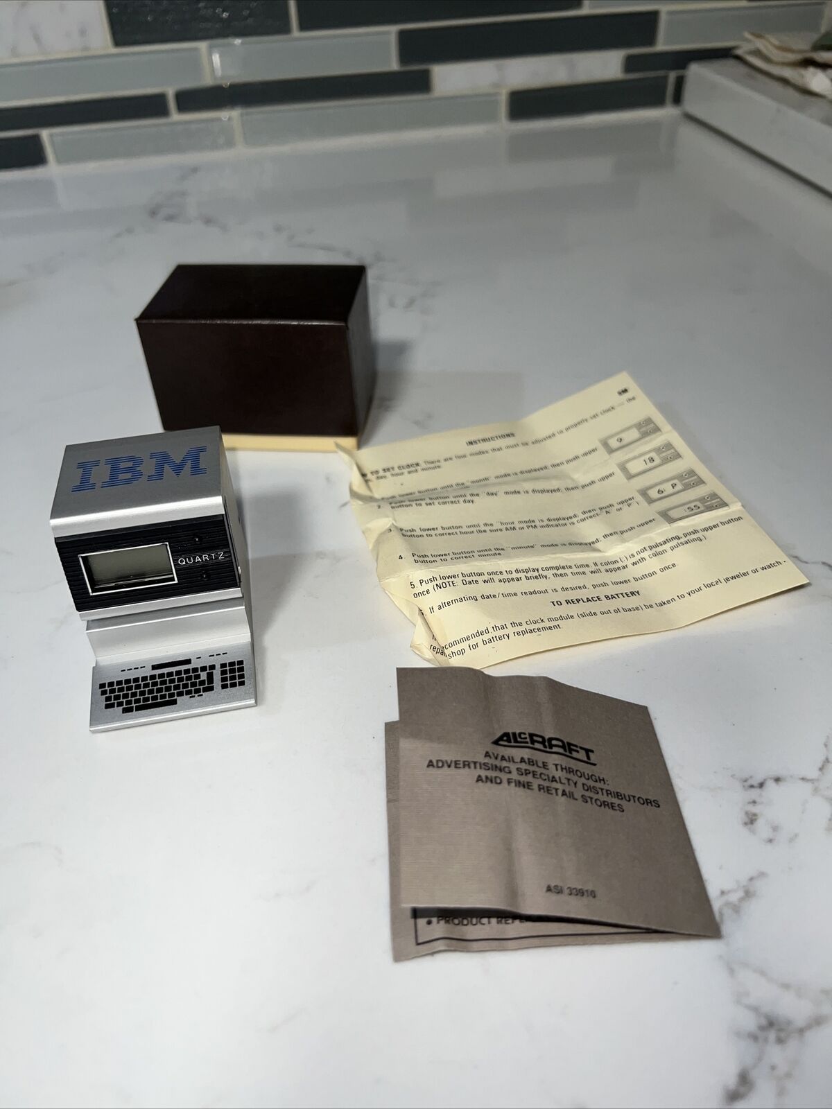 Vintage IBM Quartz Mini Desk Top Computer Digital Clock