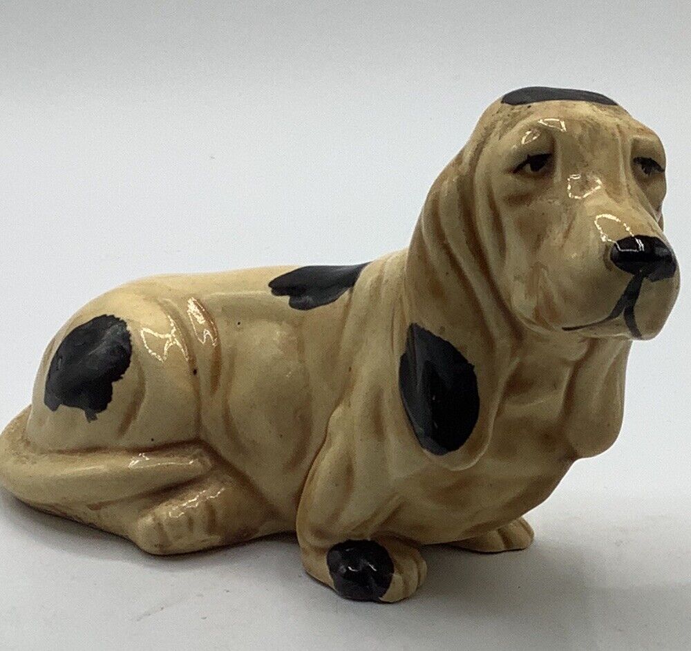 Vintage Ceramic Basset Hound Dog Figurine 