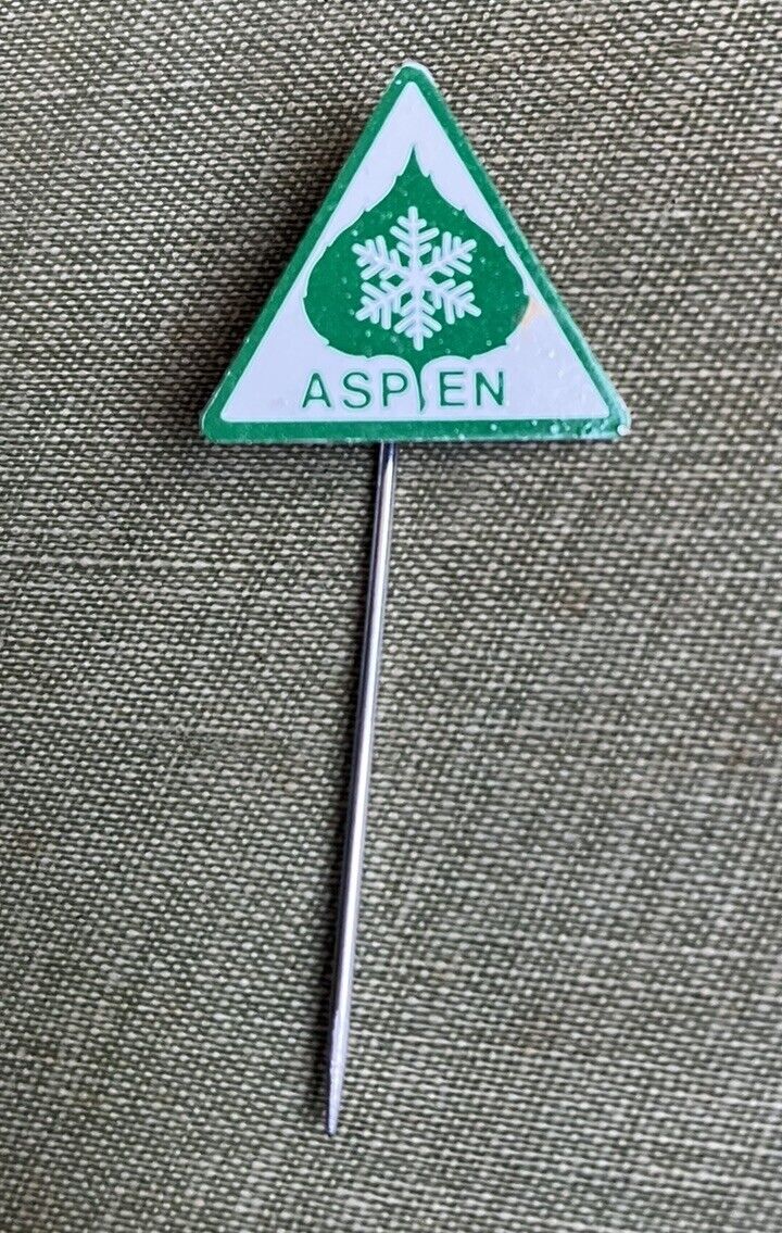 Vintage Aspen Colorado Ski Resort Snowflake  Souvenir Pin Stickpin Triangle