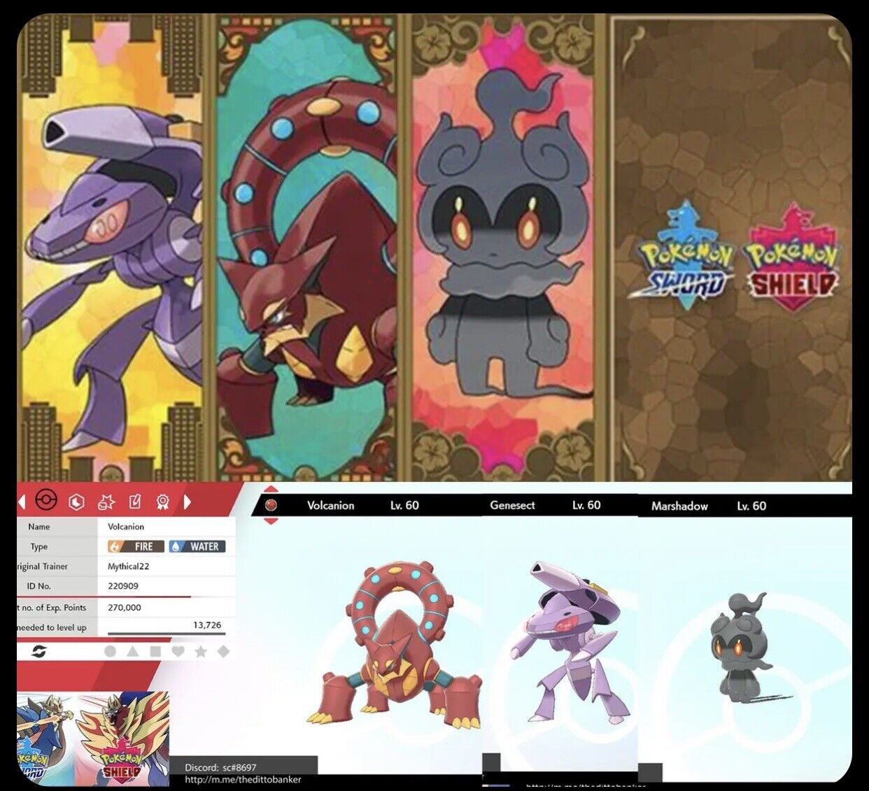 Pokemon Sword/Shield [Mythical Event22] Volcanion Sale,Marshadow,Genesect